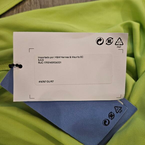 Mugler H&M One Shoulder Ruched Mini Dress Women’s M Neon Green NEW Runway Collab - Picture 15 of 16